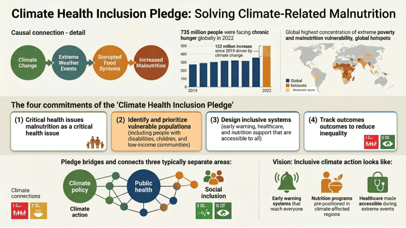 Infographic: Climate Health Inclusion Pledge — solving climate-related malnutrition